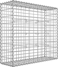Cesto de gabião 100 x 90 x 30 cm para pedras 1 peça Prateada