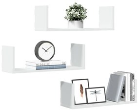 vidaXL Prateleiras de parede 3 pcs 58x18x18cm derivados madeira branco