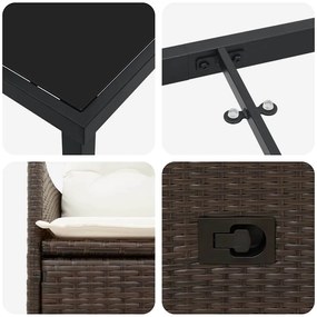 Conjunto de Jantar de Jardim com 3 Peças e Almofadas em Rattan Sintéti