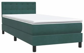 Cama com molas/colchão verde-escuro 80x210 cm veludo