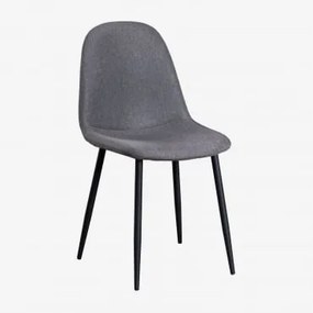 Cadeira De Jantar Estofada Glamm Preto & Linho Gris Antracita - Sklum