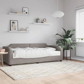 Sofá-cama com colchão 100x200 cm tecido cinzento-acastanhado