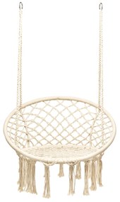 Cadeira de rede pendurar em algodão e aço com borlas Cadeira de rede até 150KG para Jardim Pátio Terraçõ Criança adulto 80 x 60 x 125 cm