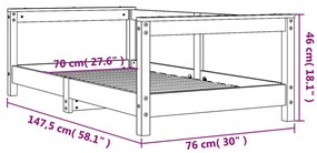 Estrutura de cama infantil 70x140 cm pinho maciço