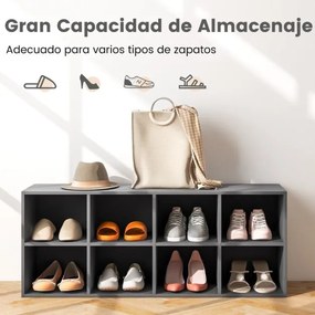 Banco sapateira com 8 cubos Armário de arrumação Estante de entrada Sala de estar Quarto Estante Carga 230 kg Cinzento