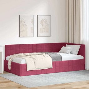 vidaXL Estrutura de Cama de Canto Vinho Vermelho 100 cm x 200 cm