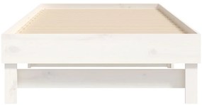 Sofá-cama de puxar 2x(100x200) cm madeira pinho maciça branco