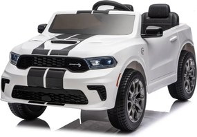 Carro elétrico para Crianças 2 a 5 anos, 12V Dodge Durango Rodas de espuma EVA, assento Couro ecológico e Comando Branco