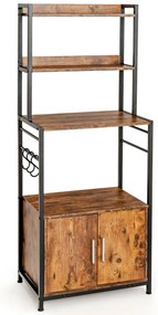 Conjunto de mesa de jantar industrial de 5 peças com mesa de altura de balcão e 4 bancos de bar - Café