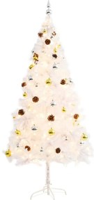 Árvore de Natal artificial pré-iluminada enfeites 180cm branco