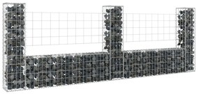 vidaXL Cesto gabião em forma de U c/ 3 postes 260x20x100 cm ferro