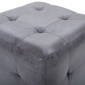 Pufe 2 pcs 30x30x30 cm camurça artificial cinzento