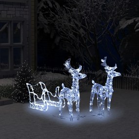 289979 vidaXL Decoração de Natal renas/trenó 160 luzes LED 130 cm acrílico
