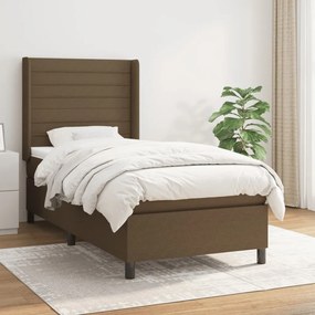 vidaXL Cama com molas/colchão 90x200 cm tecido castanho-escuro