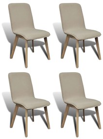 Cadeiras jantar 4 pcs tecido bege e madeira de carvalho maciça
