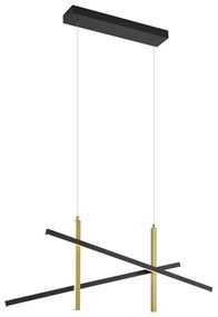 Candeeiro suspenso de design X preto com dourado incluindo LED regulável em 3 níveis - Joy Moderno