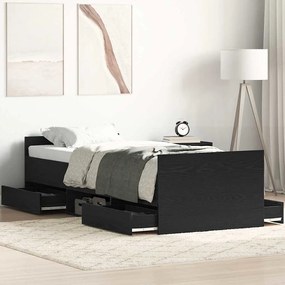 Estrutura de Cama vidaXL sem Colchão Preto Carvalho 75x190 cm Madeira de Engenharia