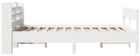 Cama sem colchão 120x190 cm madeira de pinho maciça branco