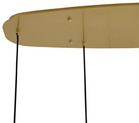 Candeeiro suspenso Hotel Chic latão com vidro âmbar 5-luzes - Gus Chique de hotel