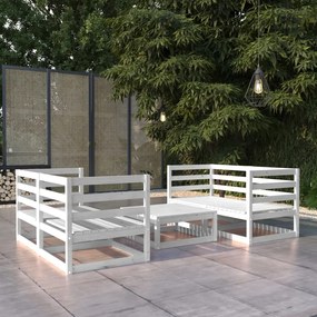 vidaXL 5 pcs conjunto lounge de jardim pinho maciço branco