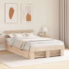 vidaXL Cama com Gavetas 140 x 190 cm - Madeira de Pinho Sólido