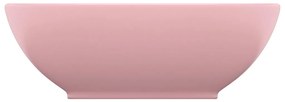Lavatório luxuoso formato oval 40x33 cm cerâmica rosa mate