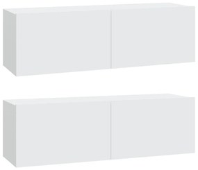 Conjunto móveis de TV 4 pcs madeira processada branco
