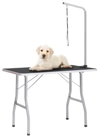vidaXL Mesa de grooming ajustável para cães com 1 laço