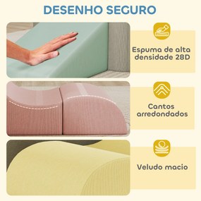 Conjunto de 7 Blocos de Espuma para Crianças Blocos de Psicomotricidade com Capas de Veludo Laváveis Multicolor