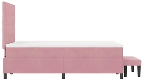 Camas Box com Colchão e Banco Rosa 120x200 cm Veludo