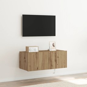 Armário de TV vidaXL com luzes LED Carvalho Artesanal 80x35x31 cm