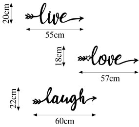 Acessório Decorativo de Parede Live Love Laugh – Preto – 60 x 60 cm