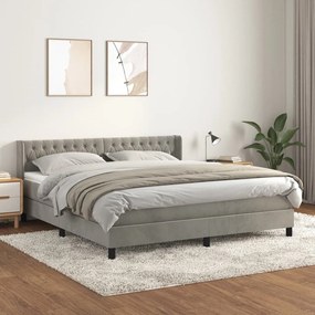 vidaXL Cama com molas/colchão 160x200 cm veludo cinzento-claro