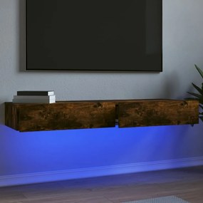 vidaXL Móveis de TV c/ luzes LED 2 pcs 60x35x15,5 cm carvalho fumado