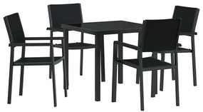 Conjunto de Jantar de Jardim 5 Peças Preto Rattan Sintético