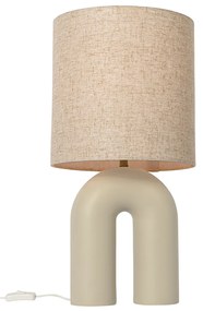 Candeeiro de mesa design bege com abajur em linho bege - Lotti Design,Moderno