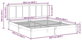Cama extra longa sem colchão 200x220 cm madeira maciça