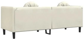 Sofá com almofadões 3 lugares veludo cor creme