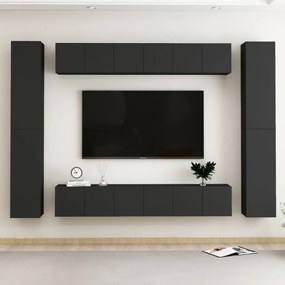 10 pcs conjunto de móveis de TV derivados de madeira preto