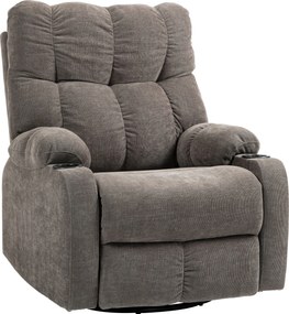 HOMCOM Poltrona relax com apoio para os pés, poltrona reclinável, giratória, até 150 kg, estrutura em aço, 88x96x108cm, Marrom claro | Aosom Portugal