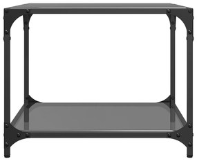 Mesa de centro com topo em vidro preto 50x50x40 cm aço
