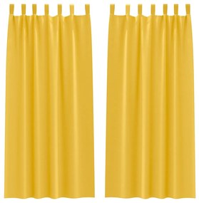 Cortinas 2 pcs amarelo mostarda 245 x 140 cm Poliéster