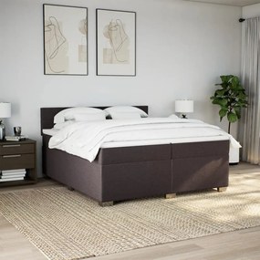 Cama com molas/colchão 200x200 cm tecido castanho-escuro