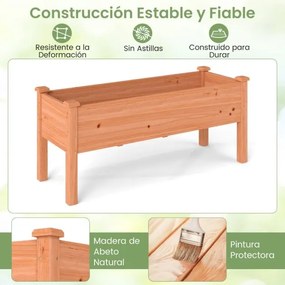 Floreira jardim elevada de madeira de abeto 120 x 43,5 x 51 cm com 5 orifícios de drenagem Laranja