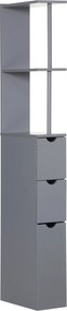 HOMCOM Coluna Casa de Banho Armário Casa de Banho Compacto Móvel Auxiliar com 2 Prateleiras 2 Gavetas 15x33x136,5 cm Cinza | Aosom Portugal