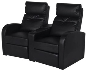 242000 vidaXL Poltrona reclinável com 2 lugares couro artificial preto