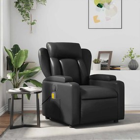 Poltrona de massagens reclinável couro artificial preto