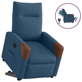 vidaXL Poltrona reclinável elevatória elétrica tecido azul