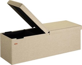 Banco com tampa rebatível e espaço de arrumação 115 x 38 x 38 cm Bege