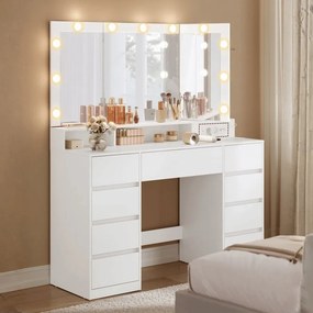 Toucador com espelho e iluminação 40 x 107 x 144 cm branco